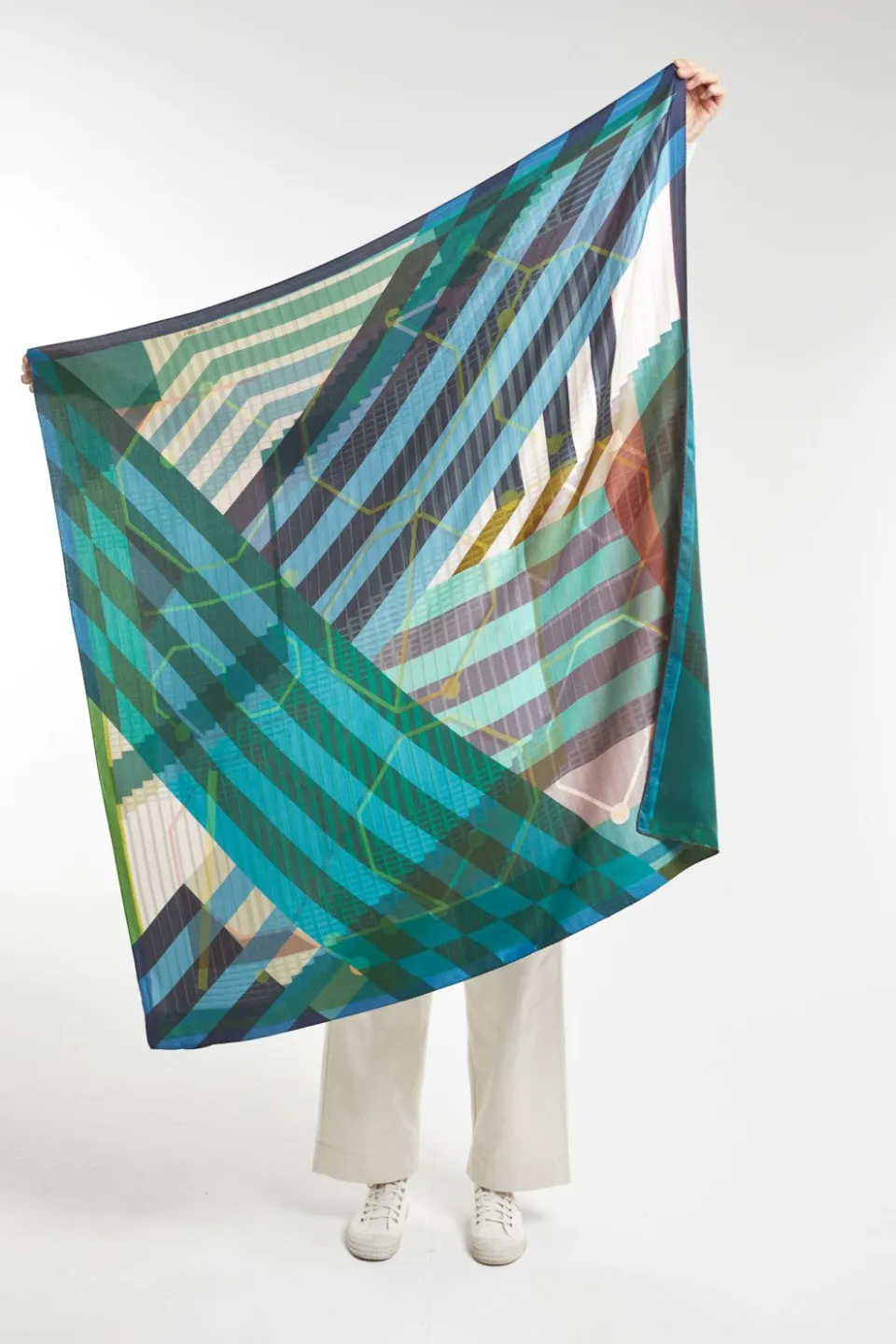 Clearance Mapoésie Foulard Dédale Bleu Vert
