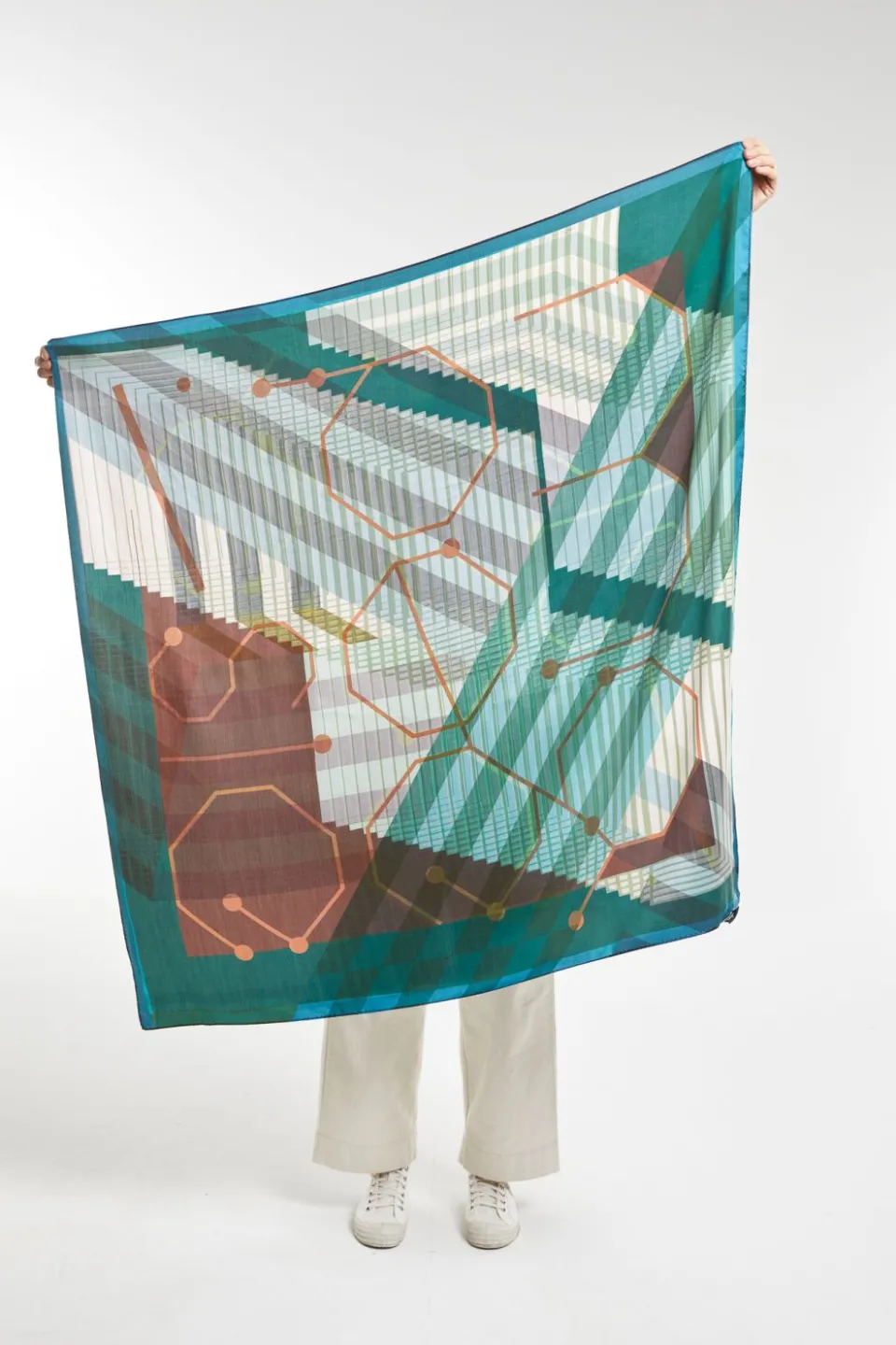 Clearance Mapoésie Foulard Dédale Bleu Vert