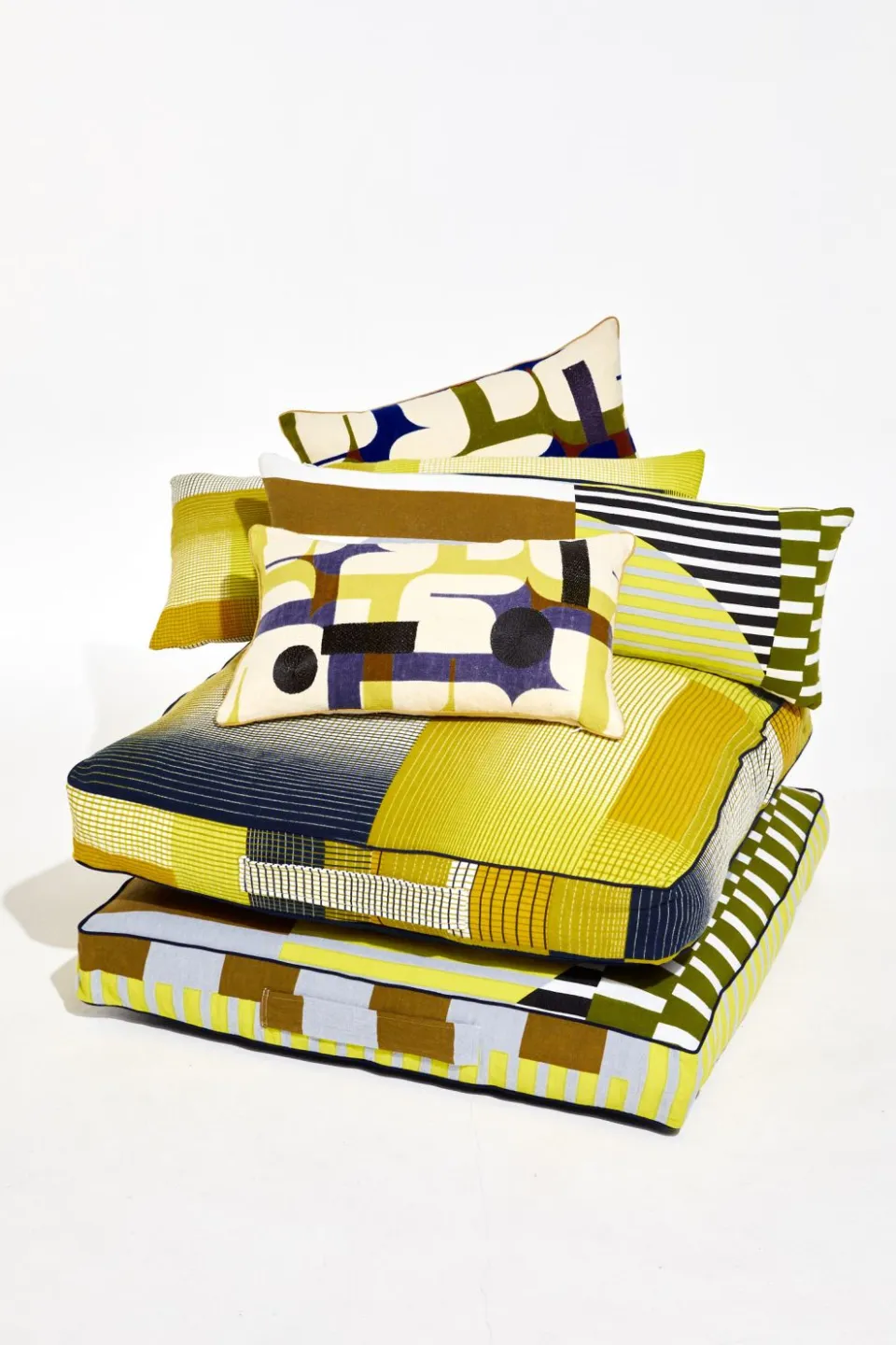 New Mapoésie Housse de Coussin De Sol Echo Lime 80/80/12Cm
