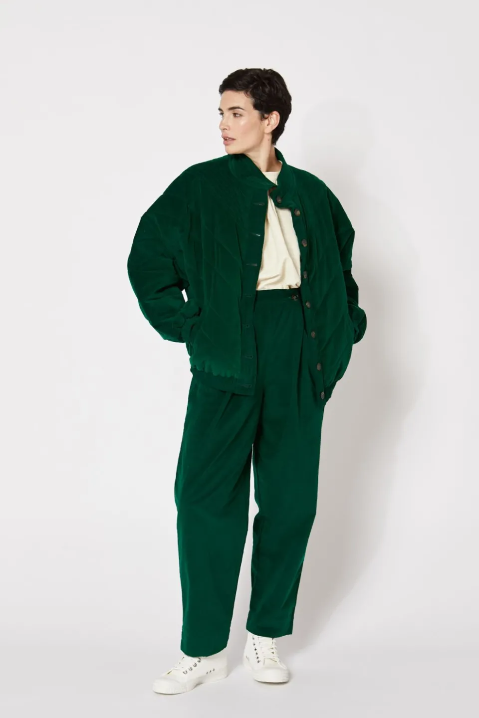 Outlet Mapoésie MANTEAU MILLIE VELOURS UNI VERT