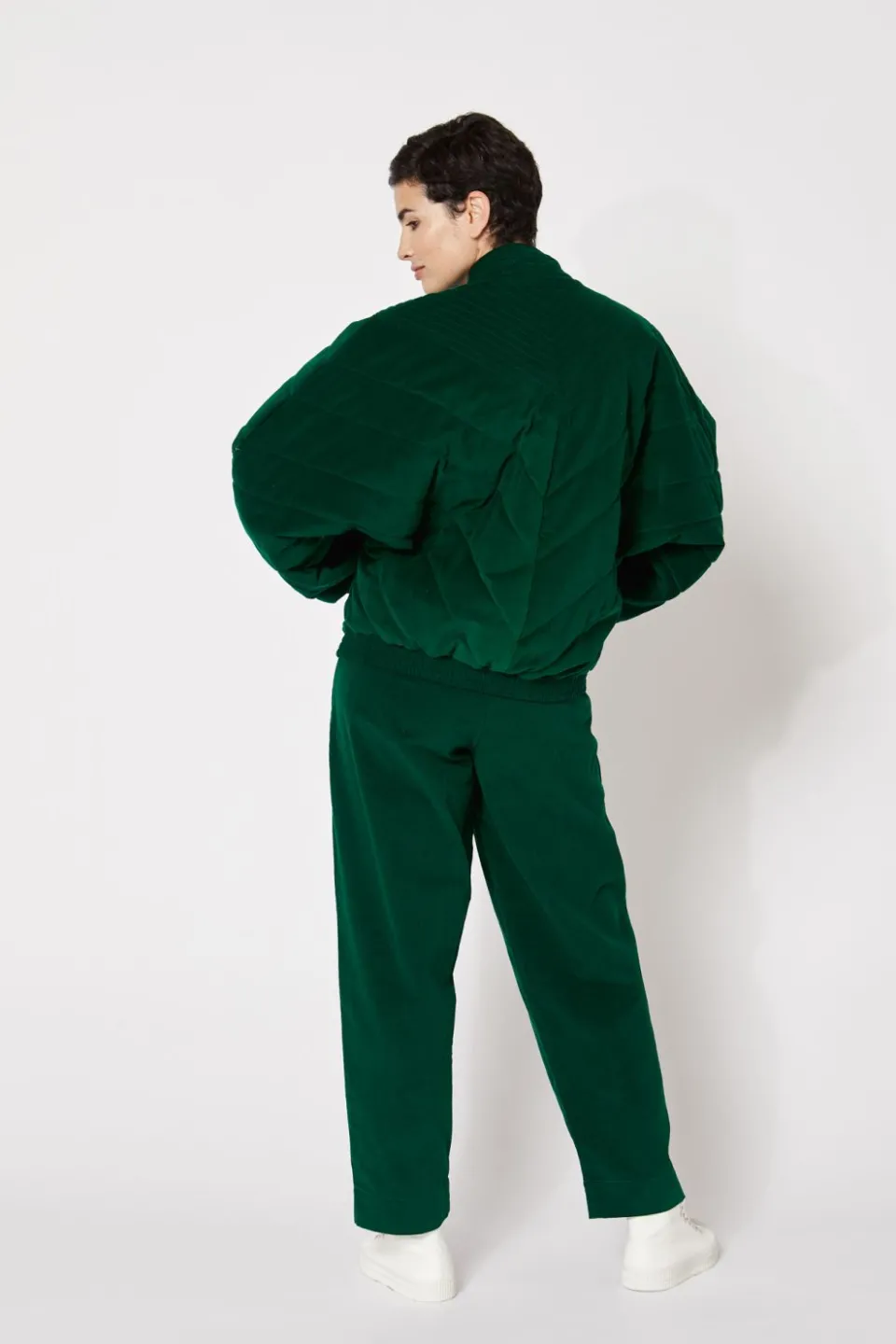 Outlet Mapoésie MANTEAU MILLIE VELOURS UNI VERT