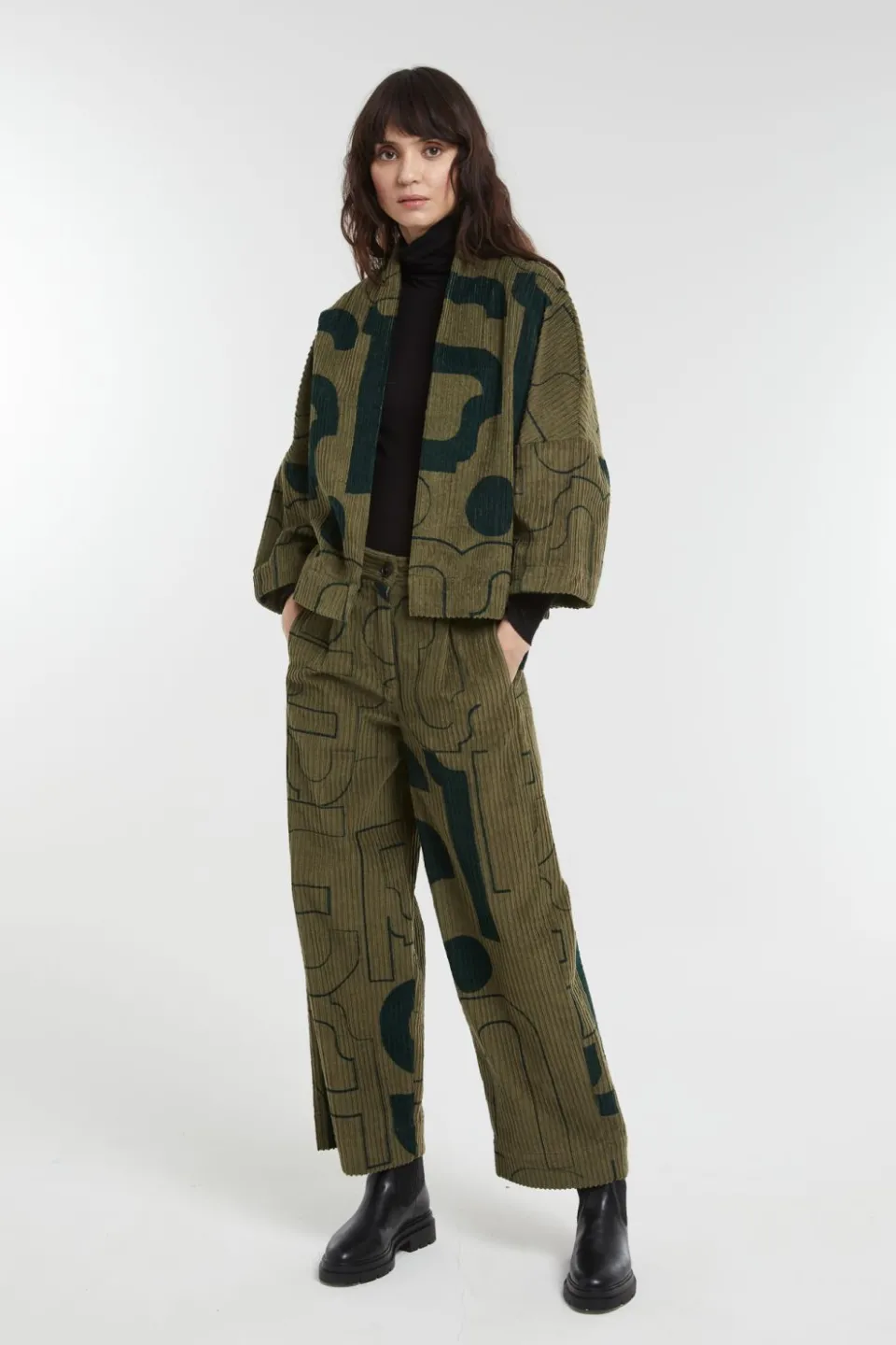 Online Mapoésie Pantalon Victor Lyrique Bicolor Kaki