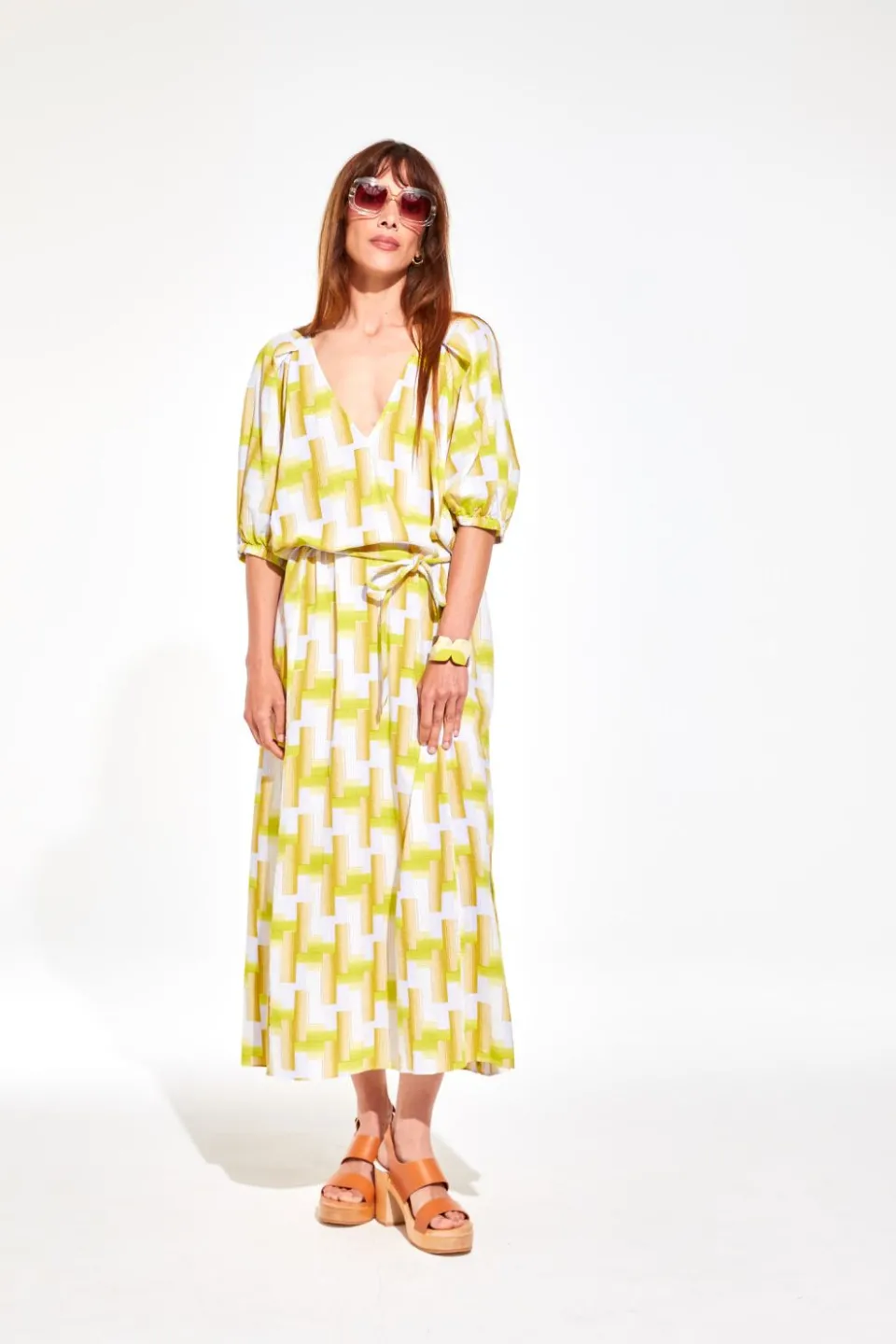 Online Mapoésie Robe Alba Echo Lime